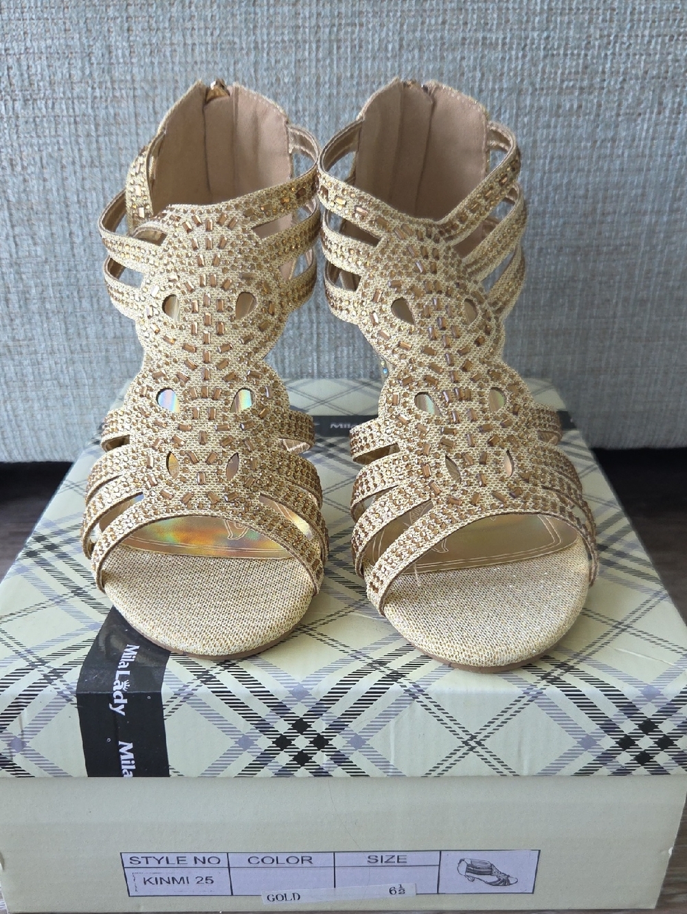 Gold Glitter Heeled Sandals - Women